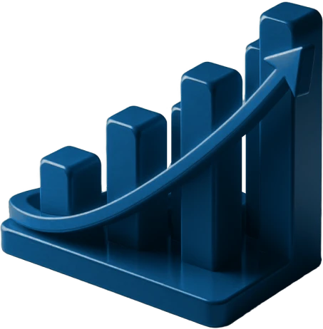 Gráfico de crescimento financeiro em 3D